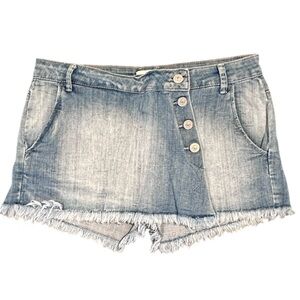 Le Temps Des Cerises Blue Distressed Frayed Denim Jean Skort Shorts Skirt 27